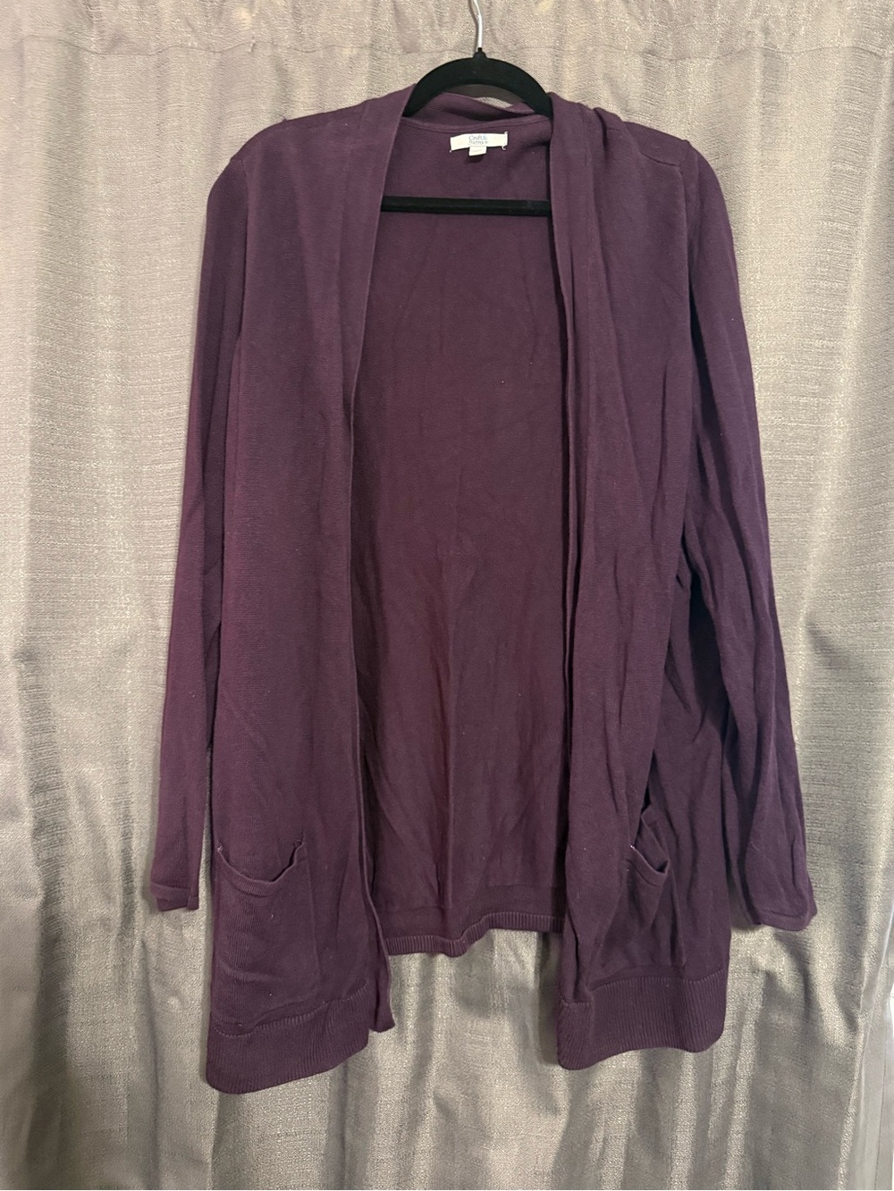 croft & barrow Open Front Cardigan in Deep Plum